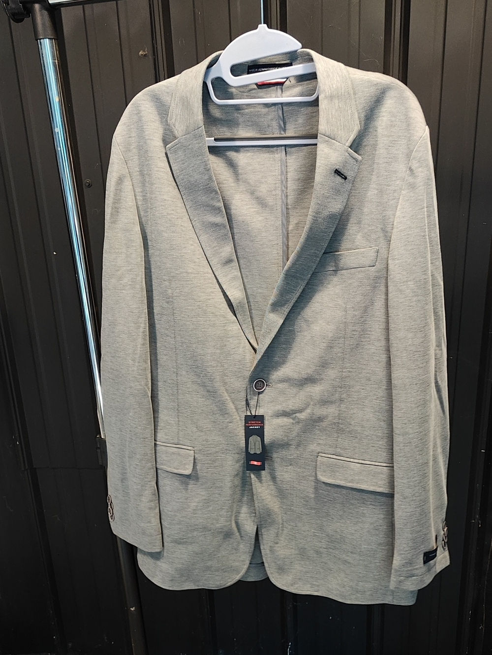 Light Gray Blazer - Classic Single-Breasted Performance Stretch Tommy Hilfiger